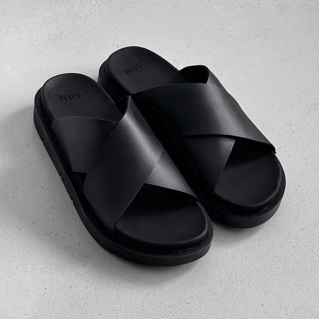 왓위웨어 남녀공용 가죽슬리퍼 키높이 발편한 샌들