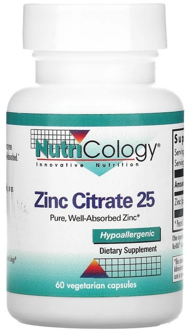 Nutricology 아연 시트레이트 25 60 베지캡슐, 1개, 60정 - 쿠팡