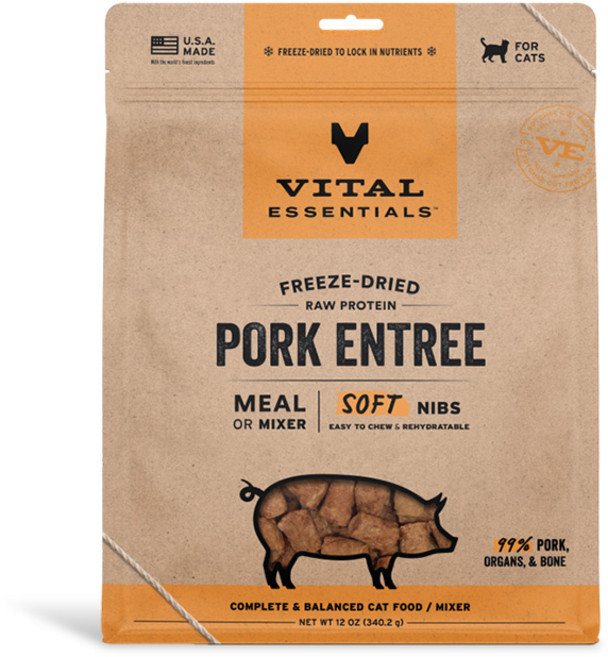 Vital Essentials 凍乾生食 貓咪鬆軟顆粒, 豬, 340g, 1個