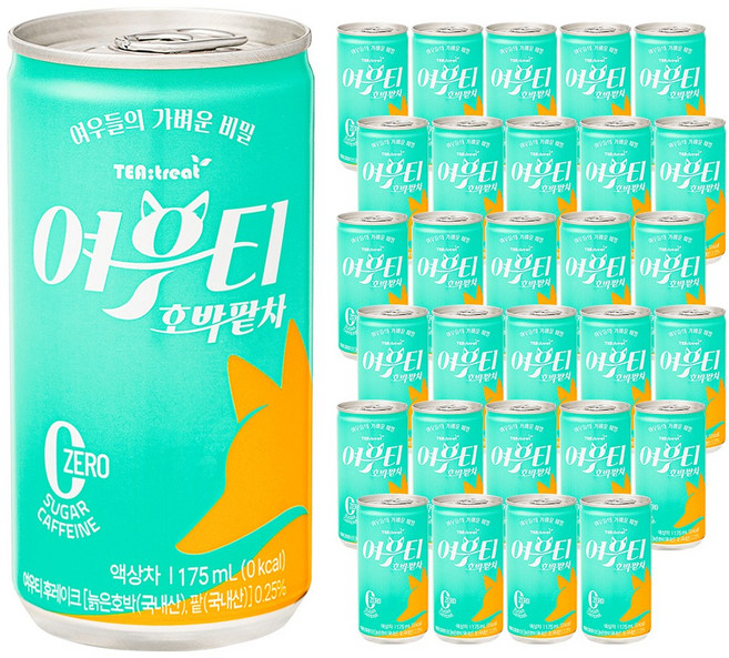 티트리트 여우티 호박팥차 캔, 30개, 175ml