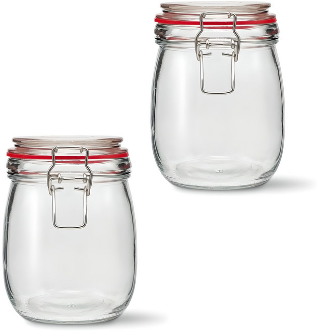 미르코리아 메탈글라스자 클립 유리병, 700ml, 2개