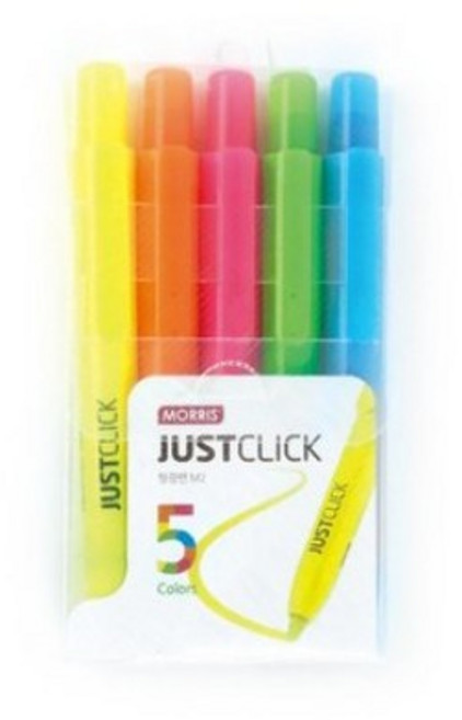 모리스 저스트클릭 형광펜 M2 5종 세트, Yellow, Orange, Pink, Yellow Green, Sky blue, 1세트