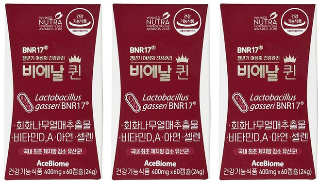 비에날 퀸 BNR17 여성 프리미엄 갱년기유산균 450mg x 60캡슐 3개월, 60정, 3개