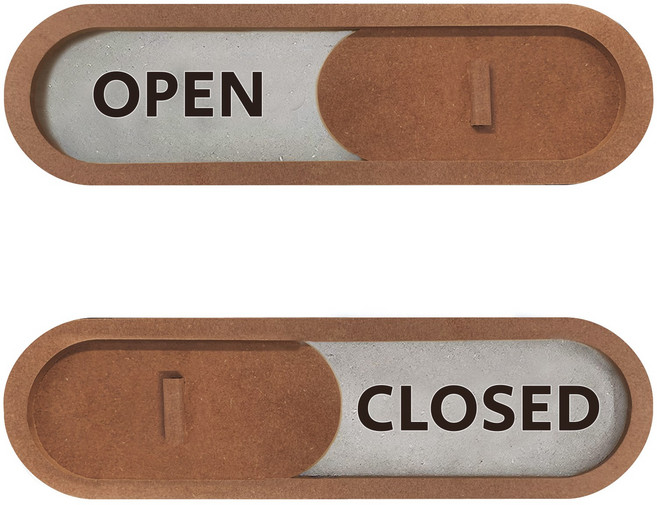 긱베어 재실표시 도어 사인 방해금지 + 양면 스티커 2개, OPEN, 2.브라운