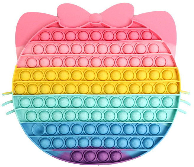 [고전문구] 무지개 파스텔 리본고양이 푸쉬팝 / 대형 팝잇 촉감놀이 뽁뽁이, 1개