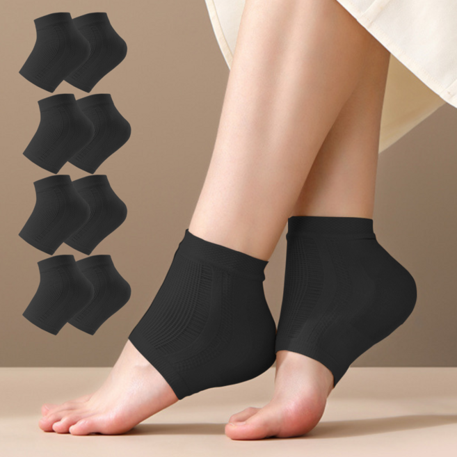 라라무브 클라우드패드 뒤꿈치 각질케어 보습양말, 블랙, 2세트