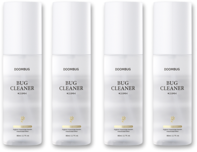 둠벅 버그크리너 80ml 내츄럴 피레트린 여행용 진드기 베드버그 빈대 퇴치제, 1개, 4개입