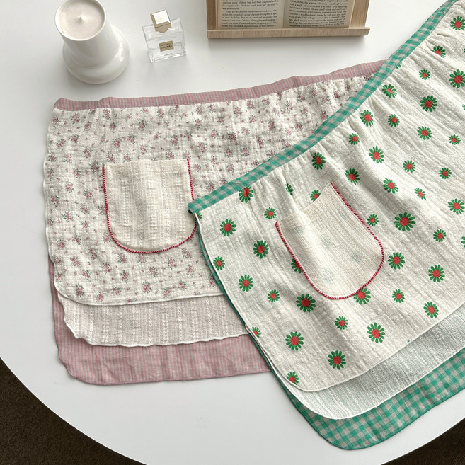 엔젤스커트 국산 예쁜 허리앞치마 린넨 하프앞치마, 1개, 해바라기 그린