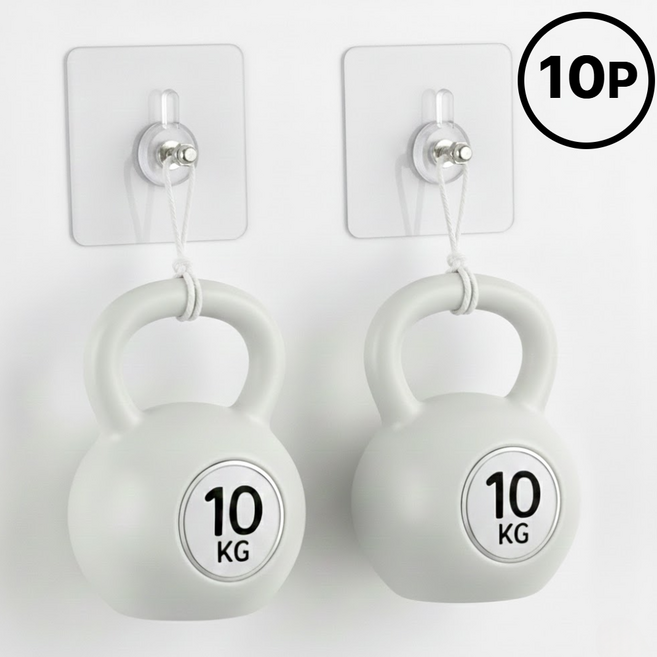 라코비 강력한 무타공 접착식 액자 시계 걸이, 투명, 10개