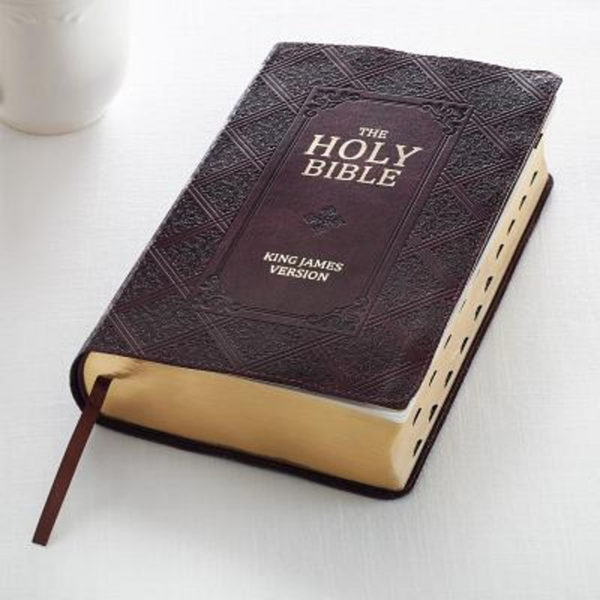KJV Giant Print Lux-Leather Pattern Dark Brown, Christian Art Gifts Inc