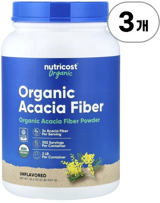 뉴트리코스트 유기농 아카시아 파이버 파우더 Nutricost Organic Acacia Fiber Powder 907g, 3개 - 쿠팡