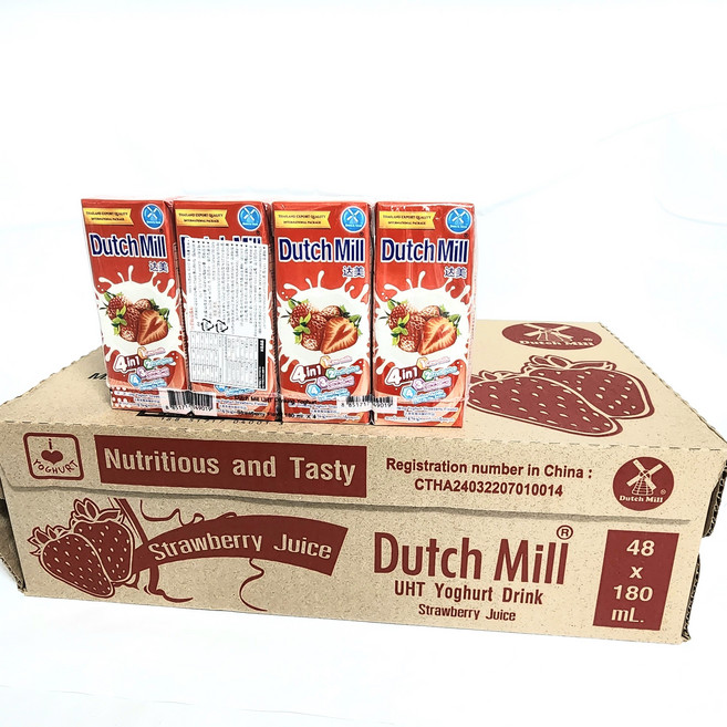 태국 더치밀 딸기맛 / Dutch Mill drinking yoghrt Strawberry flavour 180ml, 48개