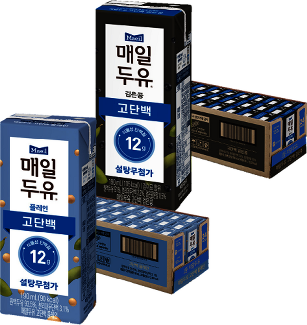 매일두유 고단백 190ml 24팩+고단백 검은콩 190ml 24팩, 24개