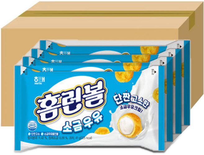 해태 홈런볼 소금우유맛 4번들 41gx48개(1박스), 48개, 41g