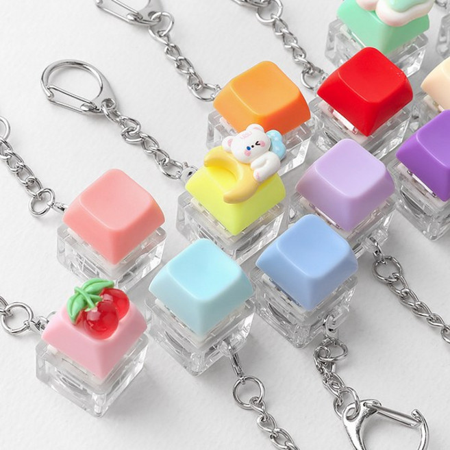 비즈아이 [9-882]LED 1구 청축 키캡키링 키보드키링 클릭커 키링 1개