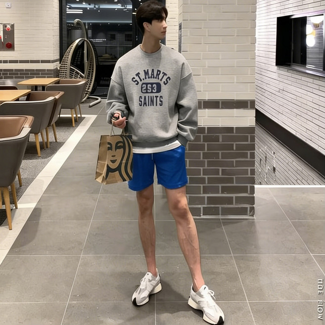 ANYOU 남성 오버핏 라운드넥 맨투맨 봄가을 기본템