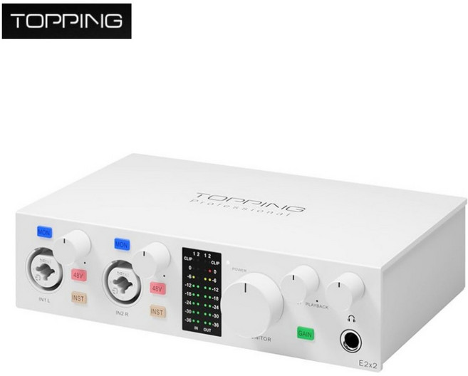 [Topping] 토핑 E2x2 오디오 인터페이스 [블랙], 화이트+총알잭