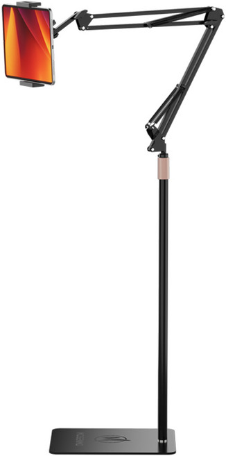 모센모 180cm 포인트 높이 조절 스마트 패드&스마트폰 스탠드형 더블 스프링 자바라 거치대, MOS-JA1800S(무광 블랙), 1개