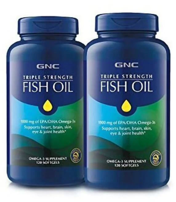 GNC 트리플 스트렝스 피쉬 오일 120캡슐 x 2통 오메가3 EPA DHA, 120정, 2개 - 쿠팡