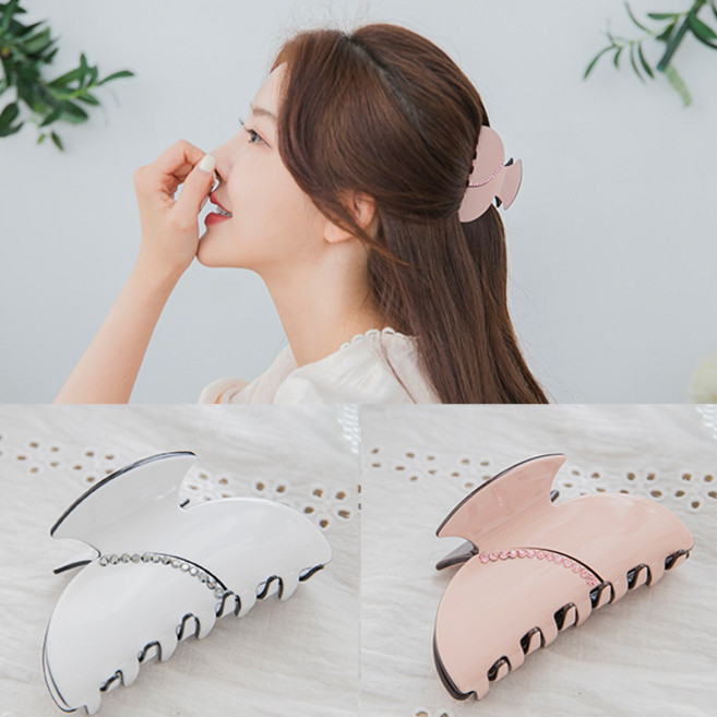 MISS21 롤링턴 반달 스톤 집게핀 헤어핀 머리핀 2개 세트 (hp1653)