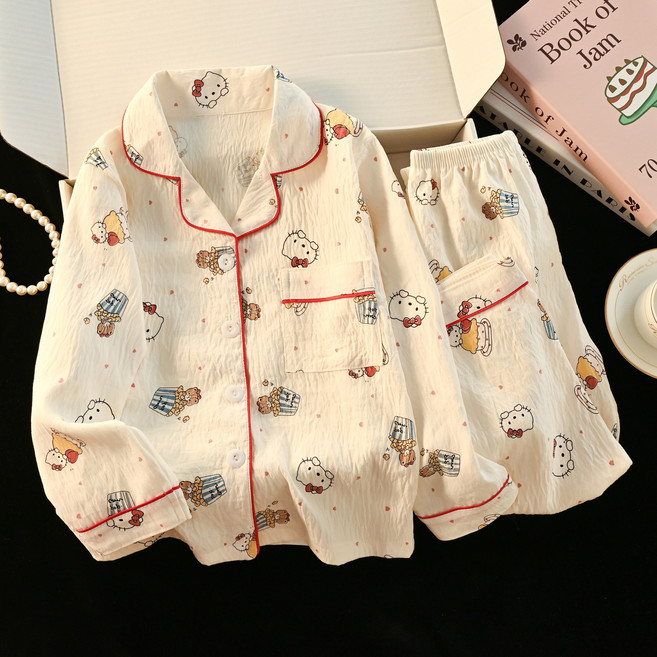 주니어 LABUBU Hello Kitty 파자마 밀크실크 꿀잠 구름 잠옷세트 여성 홈웨어