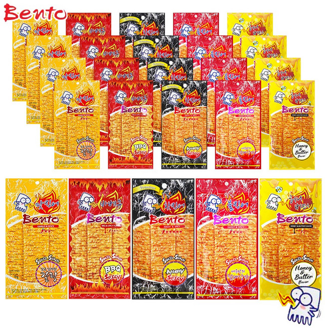 예이니식품 벤토 어포12g 인기5종 갈릭&스파이시 5개+바베큐&스파이시 5개+앵그리&스파이시 5개+스위트&스파이시 5개+허니&버터 5개 (총25개), 25개, 12g