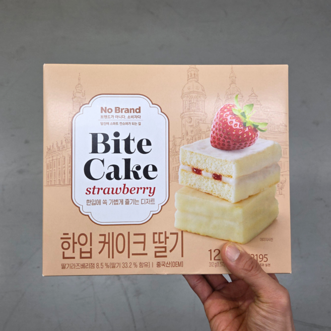 노브랜드 한입 케이크 딸기, 3개, 312g