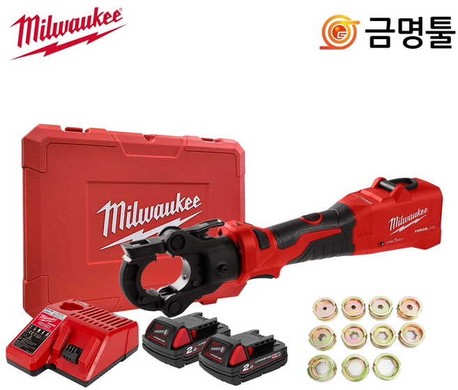 밀워키 M18 ONEHCCT60-202C 다이스(11pcs) 충전케이블압착기세트 18V 2.0AH 6톤압착기, 1개