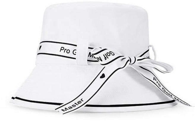 여성골프버킷햇 골프모자 바이저 나비매듭, 화이트
