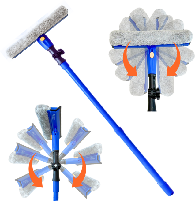 유리 청소 닦이 유리창 닦이 외창청소 외부창문 회전형 스퀴지 베란다 창문, 네이비, 1개