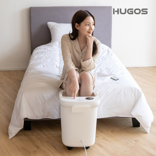 휴고스 프리미엄 습식족욕기 21리터 대형 대용량 발 마시지 족탕기 스파 찜질 지압 온도조절 타이머 리모컨, 화이트, SR-F310