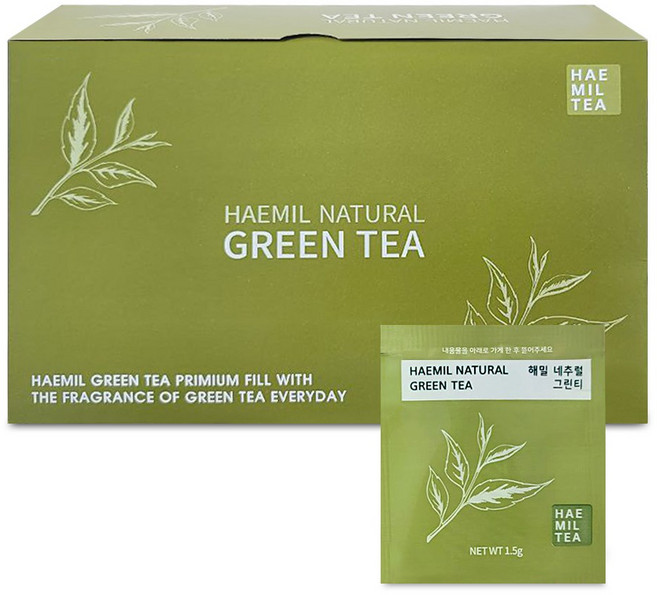 해밀 내추럴 그린티 녹차 티백, 1개, 1개, 1.5g, 100개입