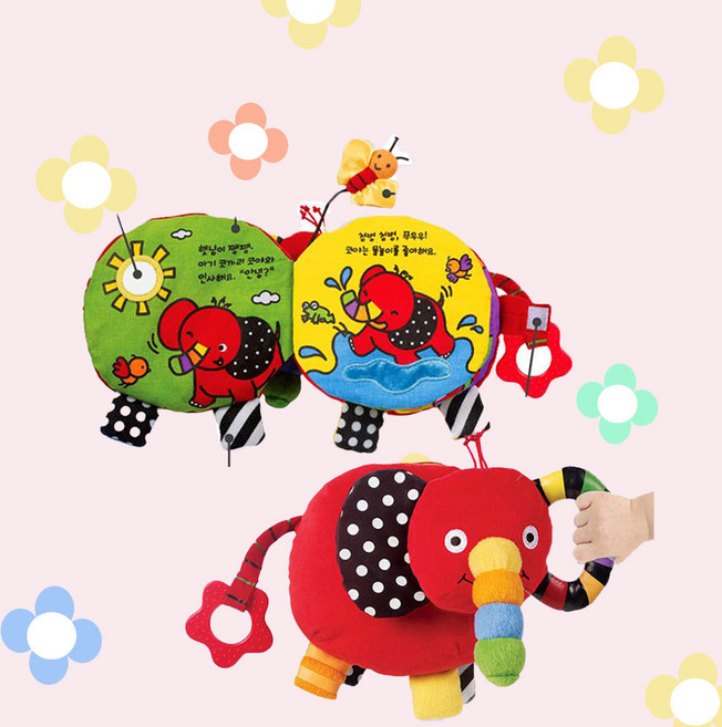 (EVA파우치 포함) 코야 헝겊책 헝겁책 아기코끼리코야 6개월 터미타임 장난감, 아기코끼리 코야(EVA파우치 포함), 1개