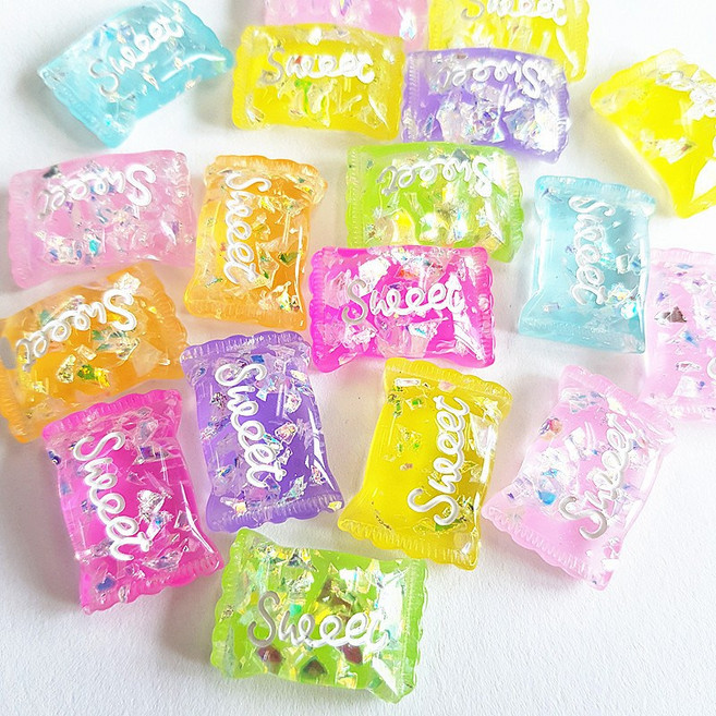 (3개) 글리터 캔디 봉지사탕 플라스틱 데코덴 파츠, 3개, PL78-4 오렌지