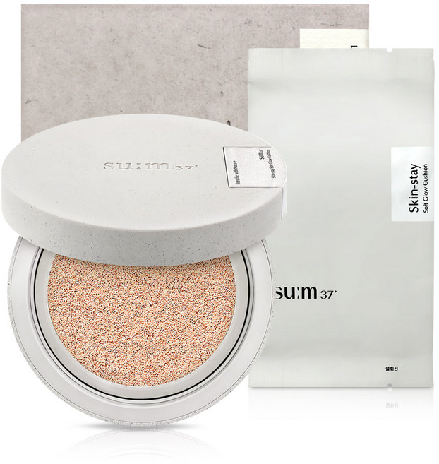 숨37도 쿠션 스킨스테이 소프트 글로우 쿠션 팩트 1호 라이트베이지 본품+리필, 1개