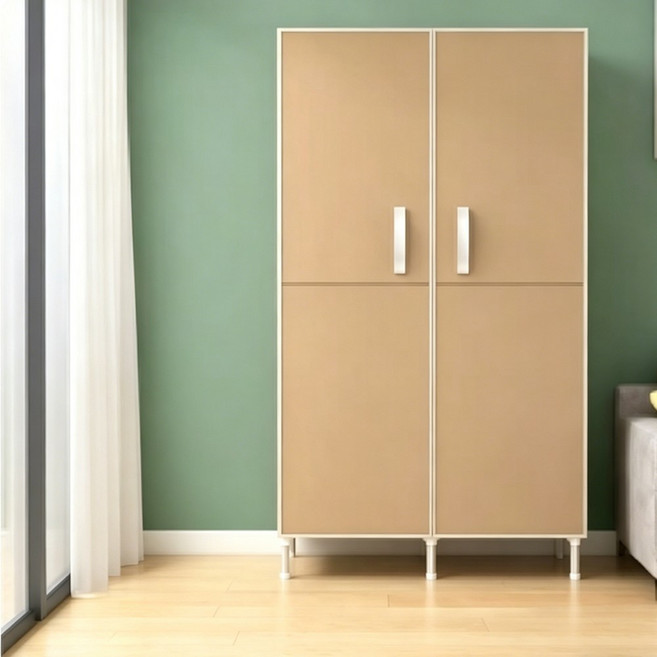 簡易磁吸開門衣櫥 臺灣現貨24H出 學生宿舍衣櫃, 雙開門--淺咖啡色86*45*170cm,选择选项尺寸下单2740, 雙開門--淺咖啡色86*45*170cm