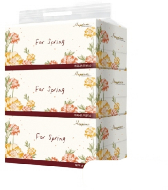 해피니스 미용티슈 플라워 각티슈 250매X3개입, 250매입, 3개