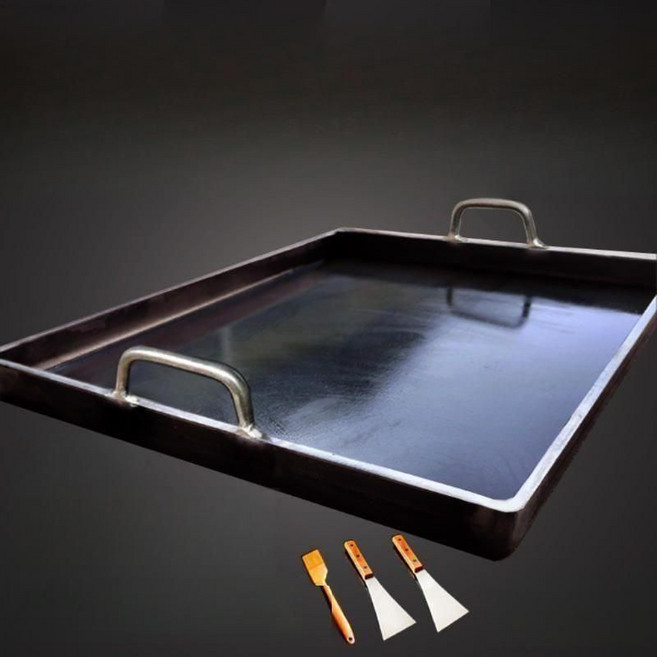 대형 철판구이팬 무쇠그릴 구이판 가정용 닭갈비 곱창 사각 철판 볶음밥 화구, 3. 45x75cm 8mm 높이3cm