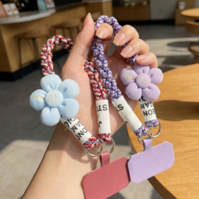 하늘움 도난방지 핸드폰손목스트랩, 1세트, 와인+연보라