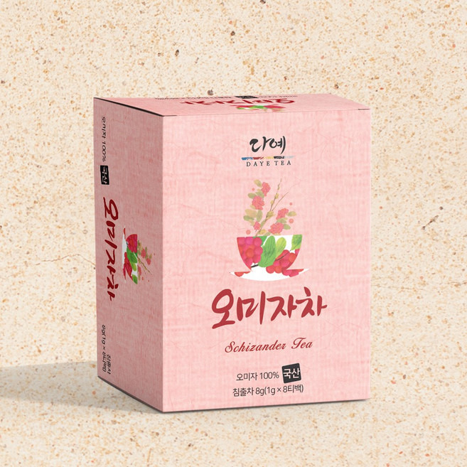 [본사직영] 다예 100%국산 오미자차 건강차 8티백 사각 티백차, 1g, 8개입, 3개