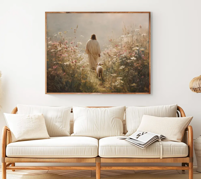 선한 목자 예수님 가로형 세로형 신앙 성경 잃어버린 양 교회 기독교 집들이 선물, 선한목자예수님 가로형, 2번 A3(29.7cm x 42cm), 샴페인골드