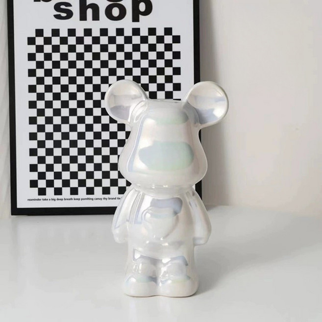 Aimitu 베어브릭 장식 저금통 인테리어 피큐어, 화이트