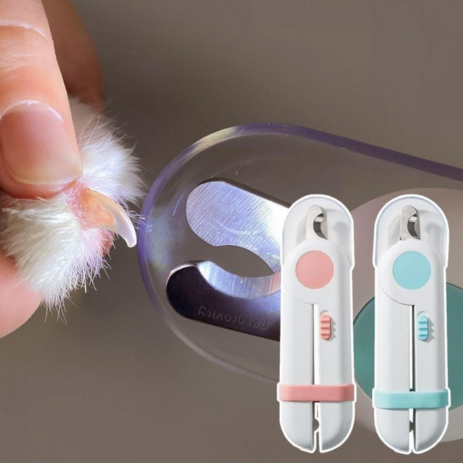 반려 동물 발톱 깎이 고양이 강아지 관리 LED 2컬러 대형 견발톱 가위 애완 손질, 핑크