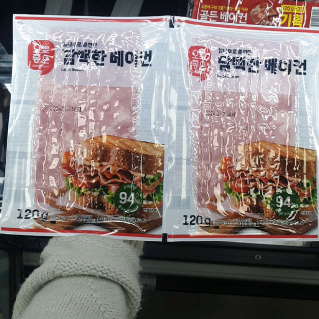 오늘좋은 참나무로 훈연한 담백한 베이컨, 아이스팩 포장, 120g, 2개