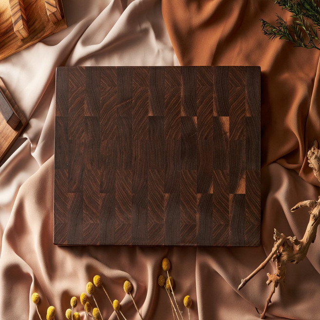 디그니처 월넛 엔드그레인도마 나무 원목 중사이즈, 1개