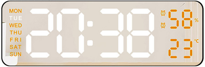 모던스퀘어 무소음 LED 벽시계 온도 요일 알람기능, 소형 미러블랙