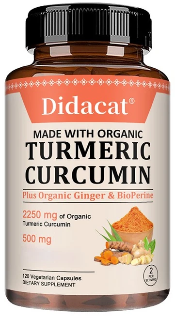 유기농 커큐민 캡슐 2250mg - 유기농 생강과 후추 추출물 함유 - 흡수율이 높은 식물 복합 포뮬라, 1개, 60회분 - 쿠팡