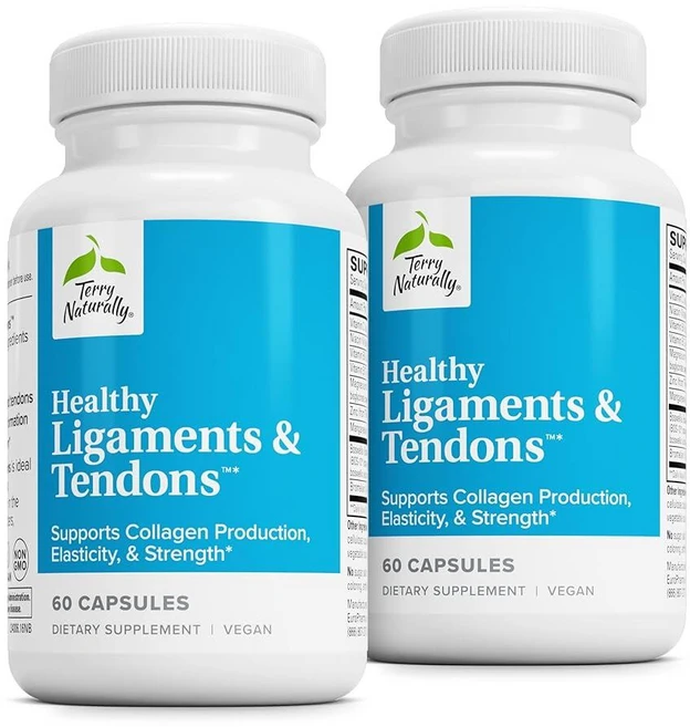 Terry Naturally 건강한 인대 및 힘줄 - 결합 조직 및 관절 윤활 지원을 위한 식이 보충제 - 인대 및 근육 건강을 돕는 GMO 프리 포뮬러 - 60캡슐 2팩, 60정 - 쿠팡