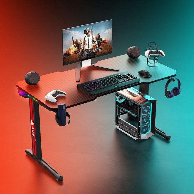 아우스 위너렉스 T시리즈 카본 LED 게이밍책상 컴퓨터책상 북선반책상 800 1000 1200 1400 1600, RGB형