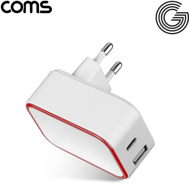 G POWER 고속 가정용2구(PD18W+QC 3.0) / 화이트 / C타입 / USB A [SR2348], 1개